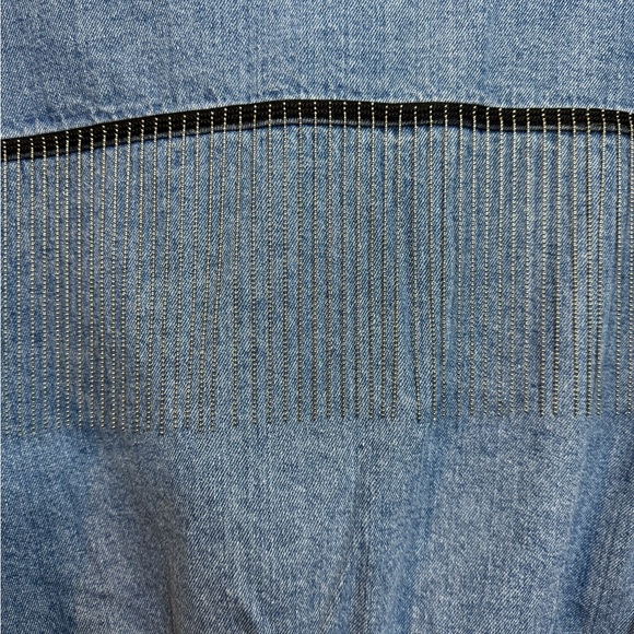 Denim Jean Jacket with Delicate Chains Detail in Sleeves and Back - Picture 6 of 11